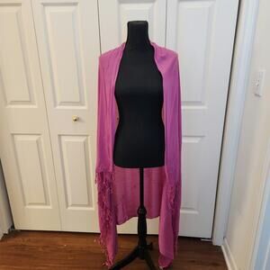 Island Planet Scarf Sarong Pink with Fringed Trim Sequin Detail